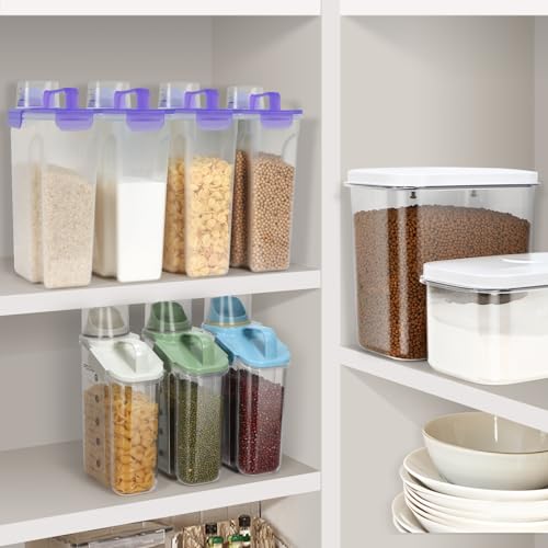 10LBS Airtight Rice Food Storage Container BPA Free (Clear Purple / 5L-1pack)