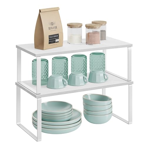 Cabinet Organizer Shelf (Cloud White + Snow White / 2*L (5.4"H) + 2*L (6.2"H))