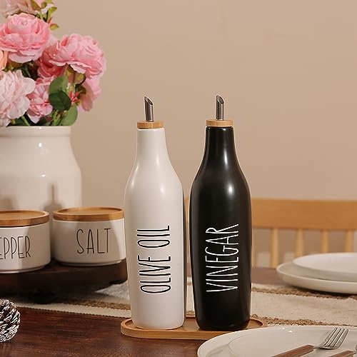 Olive Oil and Vinegar Dispenser Set (Print-Black White&Tary)