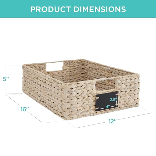 Set of 4 16x12in Large Water Hyacinth Pantry Baskets (12x16x5in / White)