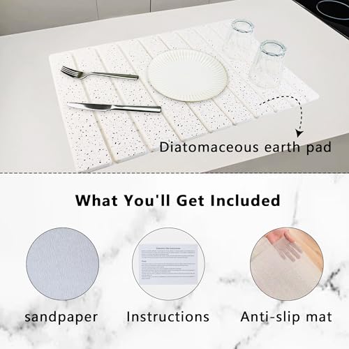 Large Stone Diatomaceous Dish Drying Mat (23.6 inches x 15.4 inches)