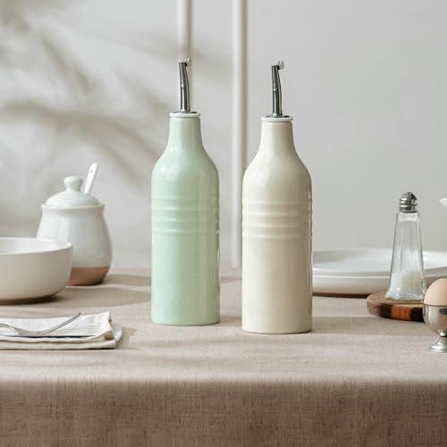 16oz Oil Dispenser Bottle (Vanilla White and Light Green / 2 Pieces (Jupiter))