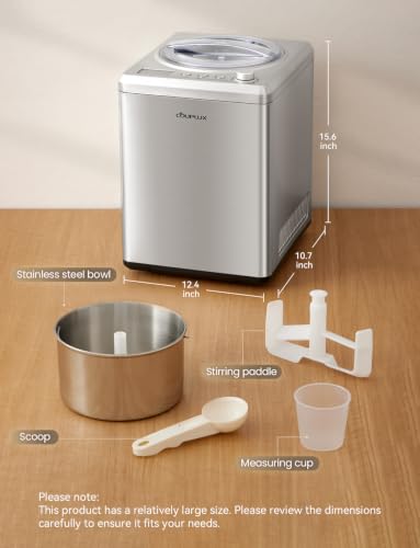 Largest 2.64Qt lce Cream Maker with Upgrade Fastest 250W Compressor (2.64 Qt)