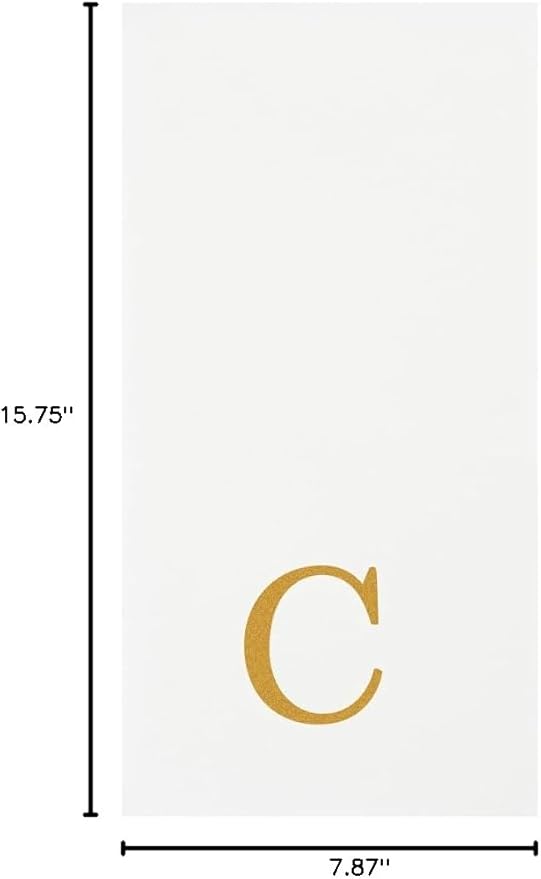 Luxenap 15.8 X 7.9 Inch Linen-Feel Guest Towels, 2000 Lettered Hand Towels - Gold Letter 'C', Sans Serif Font, White Paper Dinner Napkins, airlaid, For Restrooms And Tables - Restaurantware