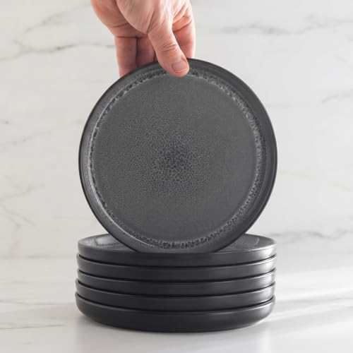 24 Piece Stoneware Dinnerware Set for 6 (Dark / Dark Gray / Set for 6 (24pcs))