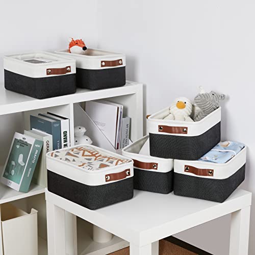 Small Storage Baskets 6 Pack (White&Black / Small/6P-11.8"x7.9"x5.1")