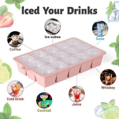 Silicone Ice Cube Tray 3 Pack (Mint+Pink+Blue / Ice Cube Tray 3 Pack)