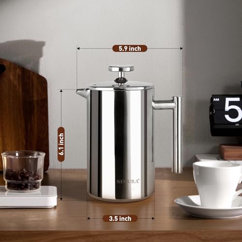 French Press Coffee Maker (Silver / 12 oz)