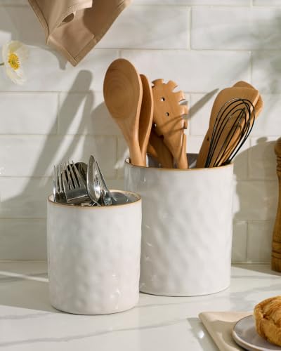 Ceramic Utensil Holder (Cappuccino White)