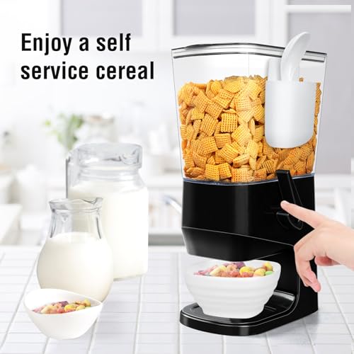 Cereal Dispenser Countertop Wath Bowls and Spoons(Black 2 pack ) (3.5Qt & Black & 2pack)