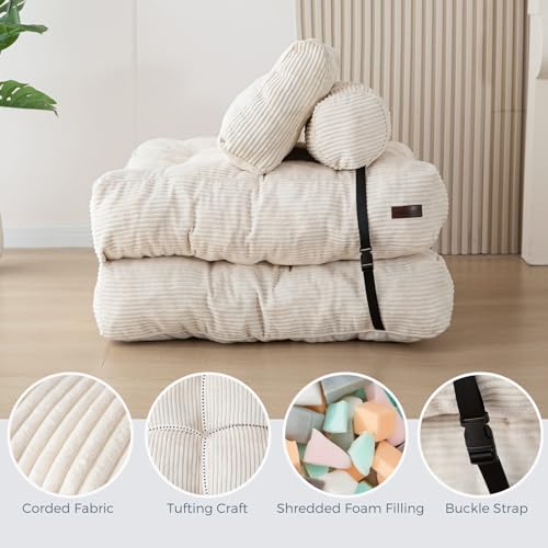 Folding Sofa Bed (Beige / Single)