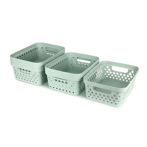 Plastic Storage Basket Set (Sage / 2 Gallon)