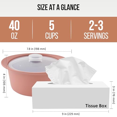 40oz Platinum Silicone Microwave Steamer Pot with Handle & Lid (40oz / Dry Rose)