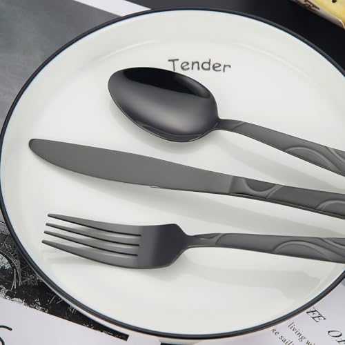 30 Piece Black Silverware Set for 6 (Black / 30-Piece)