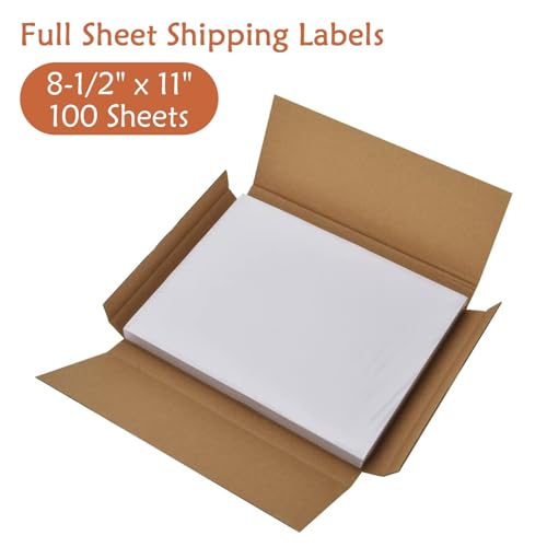 100 Sheets Sticker Labels 8 (8-1/2" x 11" (1-UP) / 100 Sheets)