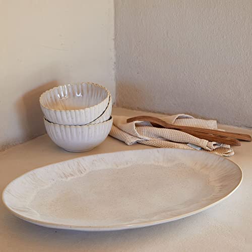 Ceramic Stoneware 18'' Oval Platter (Eivissa Sand Beige / 16'' Oval)