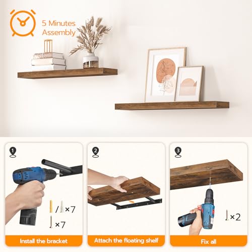 Floating Shelves for Wall (Rustic Brown / 31.5 Inches)