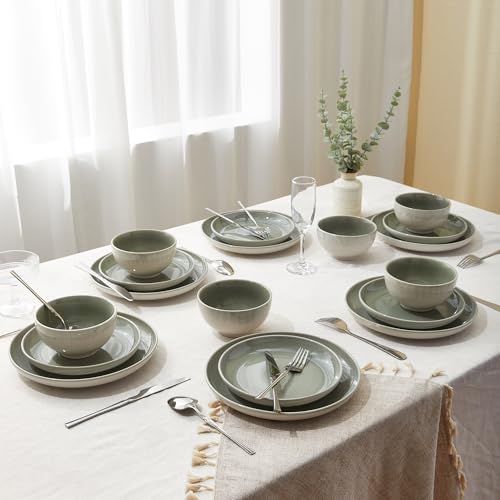 Stoneware Dinnerware Sets for 8 (Gradient Green / Set (32pcs))
