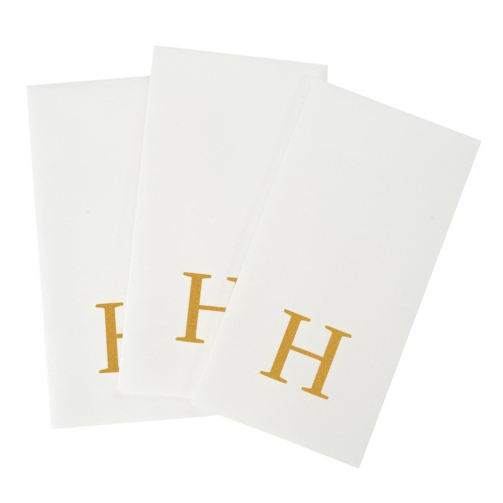 Paper Rectangle Gold Letter H Linen (Gold / 2000 Count / H)