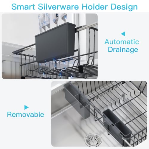 Gray Dish Drying Rack in Sink (Dark Gray / For 12"-30"w Sink)