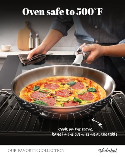 Stainless Steel Frying Pan Set with Lids 8"&10"&12"