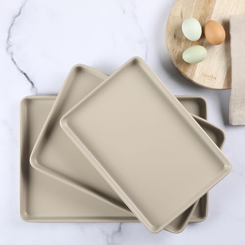 Gallen 3 Piece Cookie Sheet Set (3-Piece Baking Sheet Set (13",15",17") / Taupe)