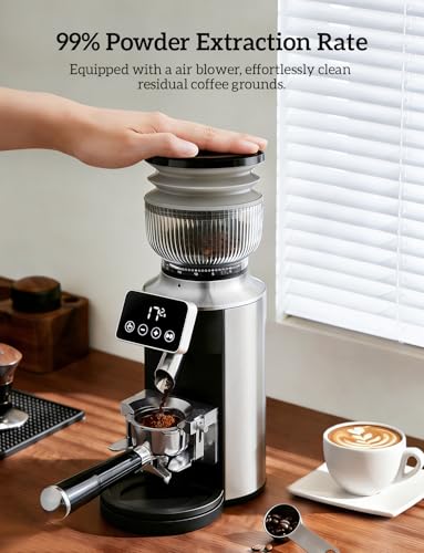 Stainless Steel Espresso Grinder with Portafilter Holder (Silver)