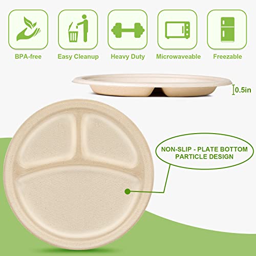 9 Inch Compartment Paper Plates (9 inch sectional 50 pack)