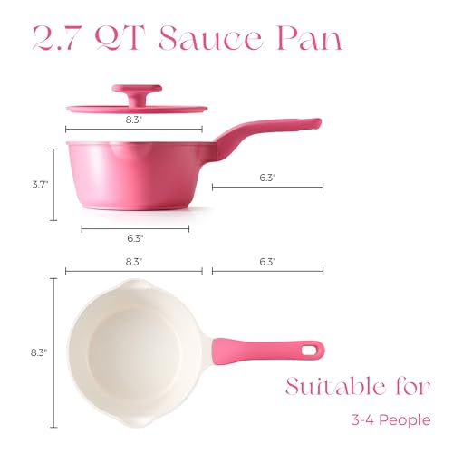 Nonstick Saucepan with Lid (2.7 Quarts / Raspberry Red)