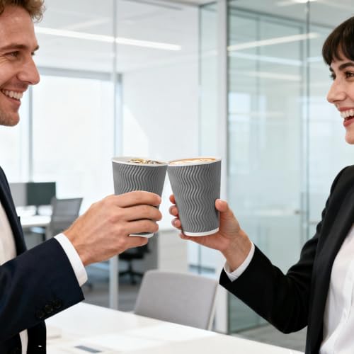 500 Pack 12 oz Coffee Cups Disposable Insulated Paper Cup Gray (Gray / 12 oz-500)