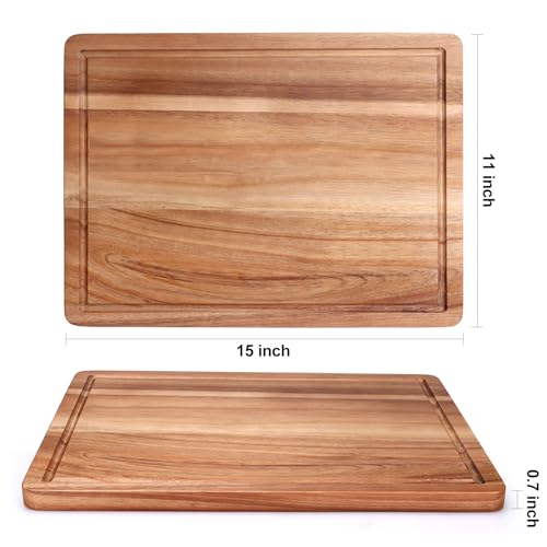 Acacia Wood Cutting Boards for Kitchen (Acacia Wood / 15"L x 11"W)