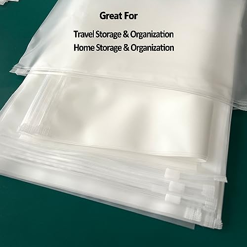 20 pcs, 4 Sizes) Travel Luggage Organizer Bags, 4 Mil Slider Zip Plastic Clothing Packaging Bags, Travel/Home Storage and organizing pouches, Space Saver Bag (6''x9''-14‘’x18'') (20 Count)