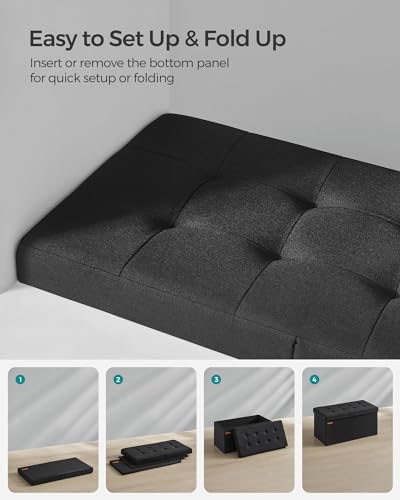 30 Inches Storage Ottoman (Ink Black / 15"D x 30"W x 15"H (with Flipping Lid))