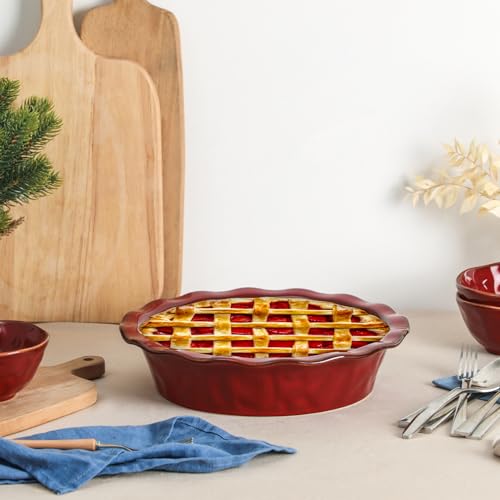 Ceramic Pie Pan for Baking (Cherry Red)