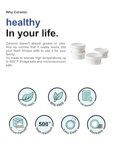 Ramekins Oven Safe with Lids (6 oz)