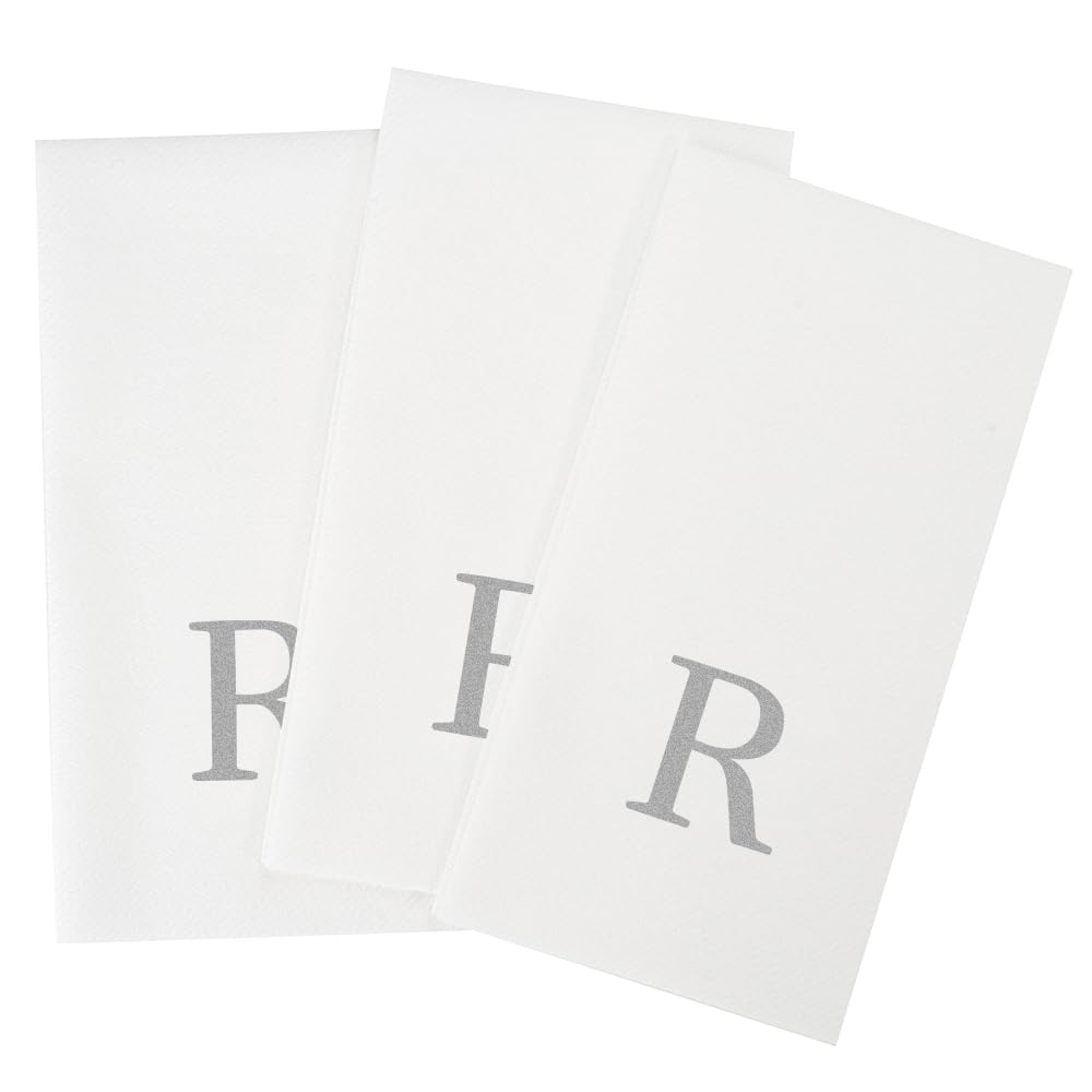 Silver R White Linen Feel Guest Towel Napkin (Silver / 2000 Count / R)