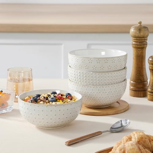 Cereal Bowls 30 Ounce Ceramic Soup Bowl for Kitchen (30 OZ / Arctic White)