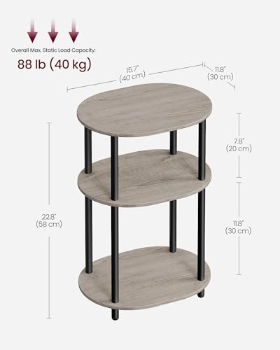 Side Table Small End Table (Heather Greige + Ink Black)
