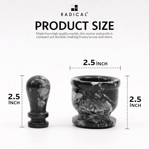 Marble Mortar and Pestle Set 2.5" Small Spice & Herb Grinder (Black Zebra / 2.5" Inches)