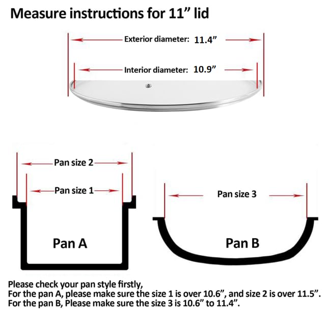 11 inch Tempered Glass Lid for Pots (11'' / Silver)