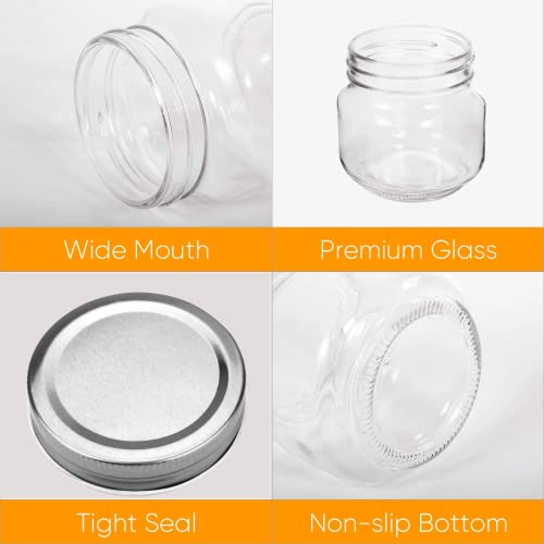 Mason Jars Glass Jars With Lids 8 oz (8oz - Silver Lid)
