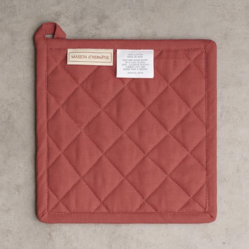 Pot Holders 100% Cotton Potholders (098 - Holy Jouy - Brown / 8" x 8" (Pot Holder Pack of 2))