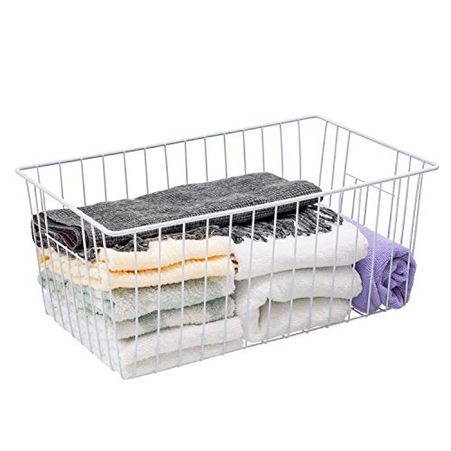 16Lx12Wx6H inch Wider Freezer Organizer Baskets Container (16in x 12in x 6in(6Packs) / White, 6Packs)