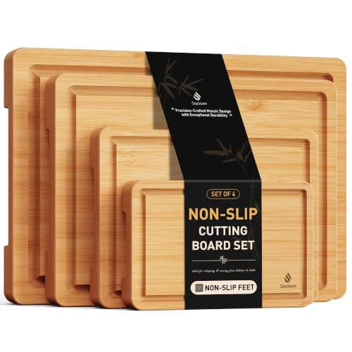 Bamboo Cutting Board for Kitchen (4-Piece / Natural)