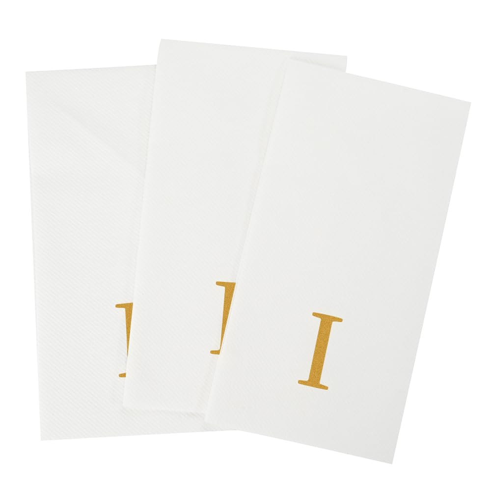 Paper Rectangle Gold Letter I Linen (Gold / 2000 Count / I)