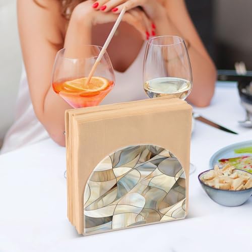 Abstract Stained Glass Pattern Napkin Holder for Table Paper Napkins Holder Acrylic Tissue Dispenser Kitchen Dining Room Bathroom Party Car Decor (NH069 / 4.1x4.9x1.97in)