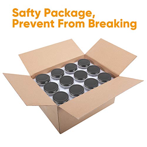 30 Pack Small Mason Jars (8oz - Black Lid)