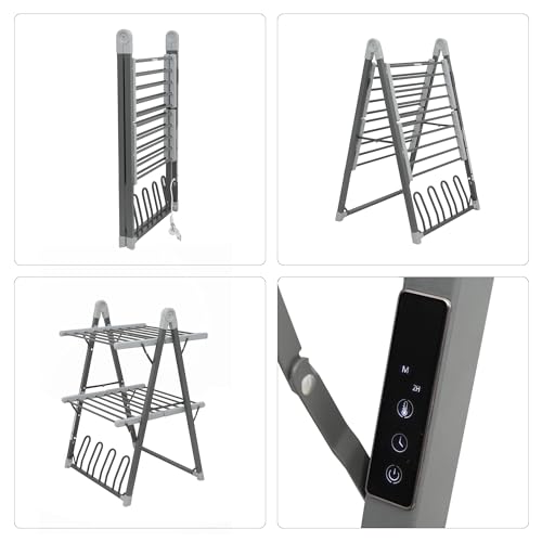 Heated Clothes Drying Rack Foldable Timer Shoes Socks