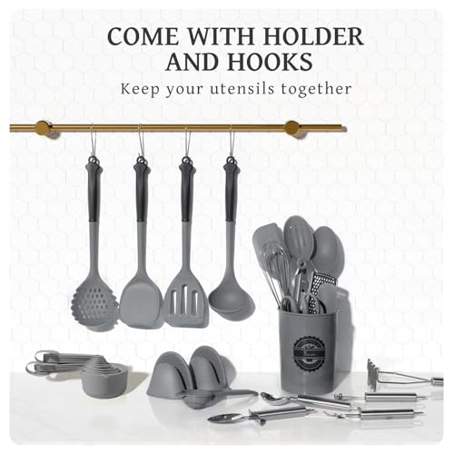 43 PCS Silicone Kitchen Utensils Set (Gray)