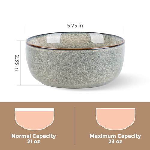 Ceramic Cereal Bowls Set of 2 (Green Wheat)